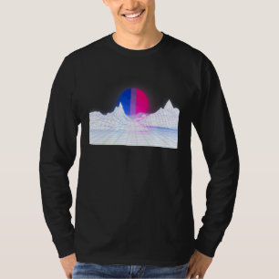 Bi Flag Sunset On White Bg 90s 80s Aesthetic Bisex T-Shirt