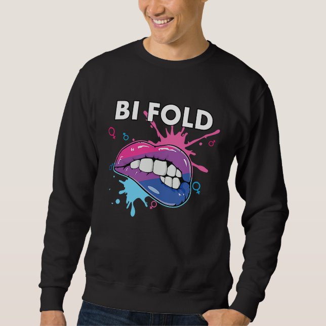 Bi Fold Bisexual Rainbow Pride March Bisexuality L Sweatshirt (Front)