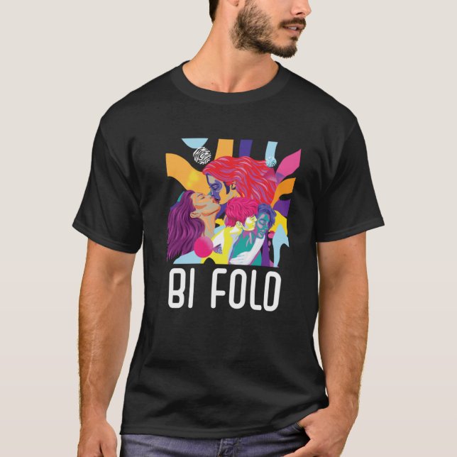 Bi Fold Bisexual Rainbow Pride March Bisexuality L T-Shirt (Front)