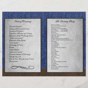Bi Fold Denim Western Wedding Ceremony Programs