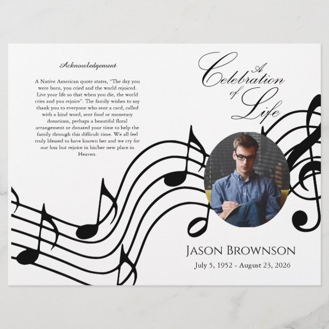 Bi-Fold Pink Hydrangeas Funeral Program Flyer (Front)