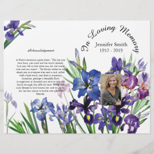 Bi-Fold Purple Irises Funeral Program Flyer