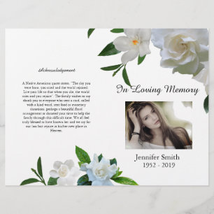 Bi-Fold White Gardenia Funeral Program Flyer