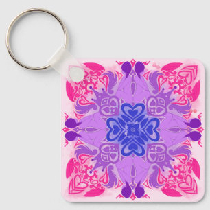 Bi Hearts Radial Art Key Ring
