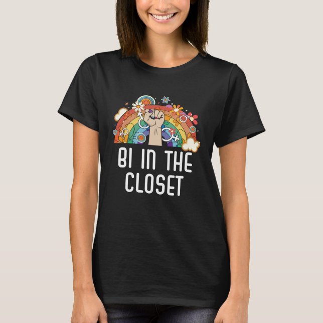 Bi In The Closet Bisexual Rainbow Pride Bisexualit T-Shirt (Front)