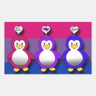 Bi Love Bi Pride Cute penguins Rectangular Sticker