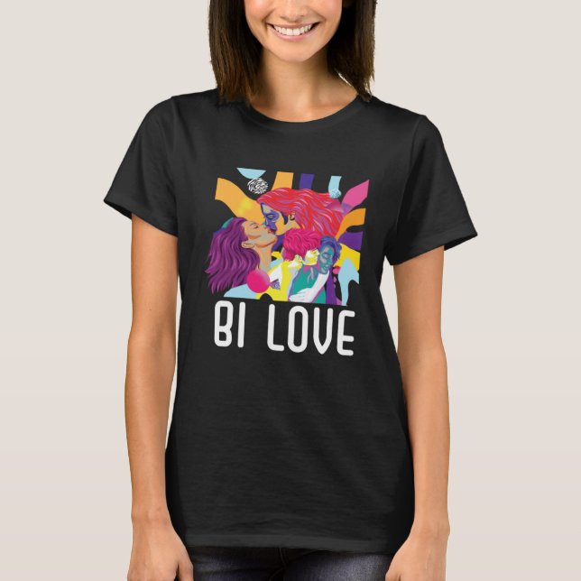 Bi Love Bisexual Rainbow Pride March Bisexuality L T-Shirt (Front)