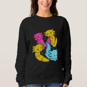 Bi Pansexual Pride Mexican Salamander Axolotl Pile Sweatshirt