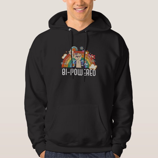 Bi Powered Bisexual Rainbow Pride March Bisexualit Hoodie (Front)