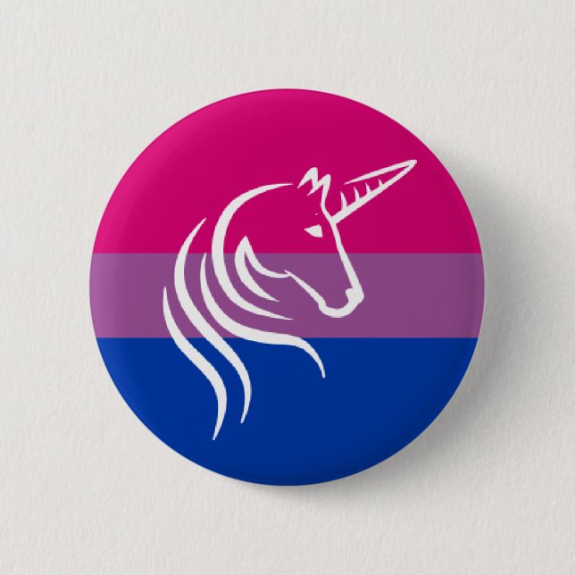 Bi+ Pride Flag Unicorn Graphic Button (Front)