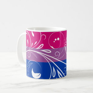 Bi Pride Flag Vintage Minimal Floral Bloom Coffee Mug