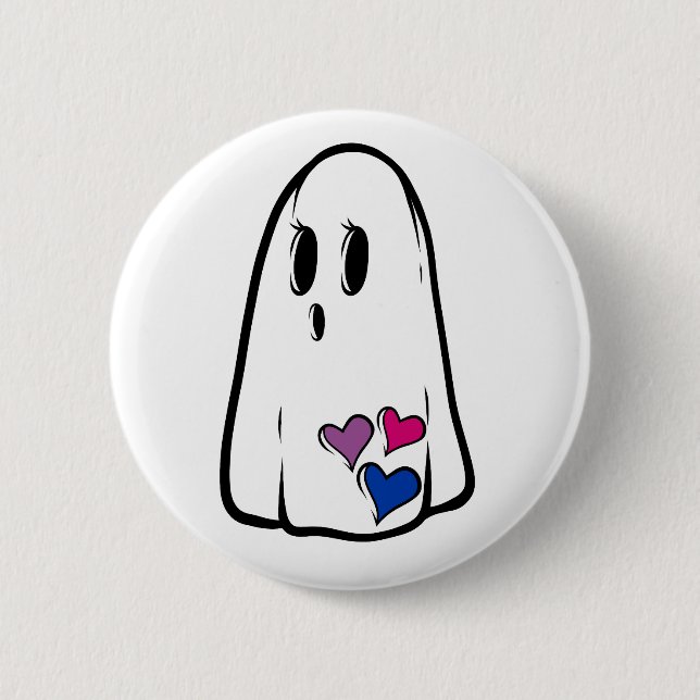 Bi Pride Ghost 6 Cm Round Badge (Front)