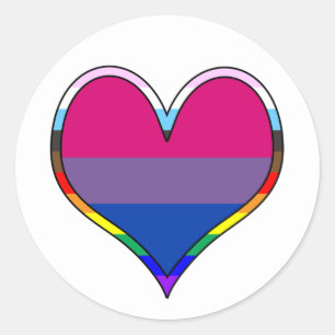Bi Pride Heart Classic Round Sticker