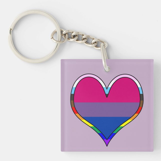 Bi Pride Heart Keychain (Front)
