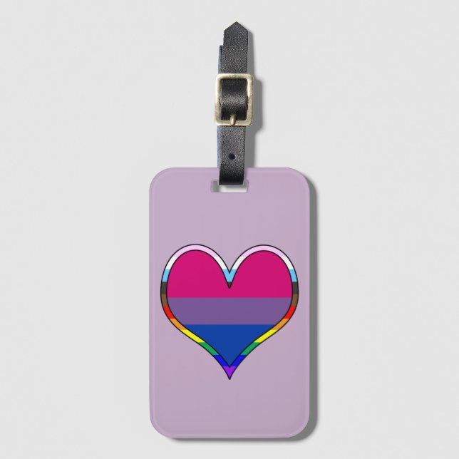 Bi Pride Heart Luggage Tag (Front Vertical)