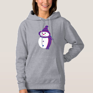 Bi Pride Snowman Snowperson pink purple blue Hoodie