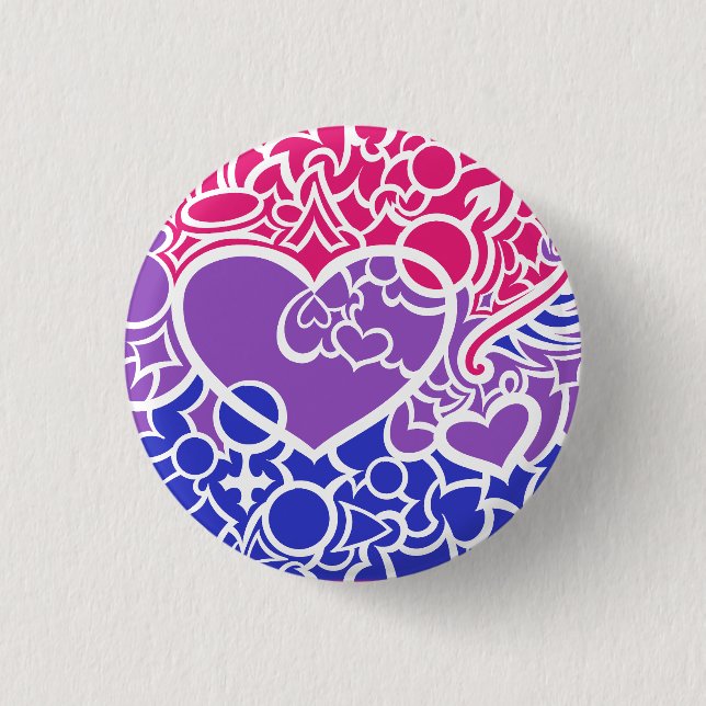 Bi Pride Squiggle 3 Cm Round Badge (Front)