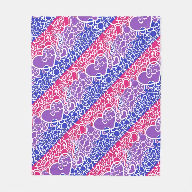 Bi Pride Squiggle Fleece Blanket (Front)