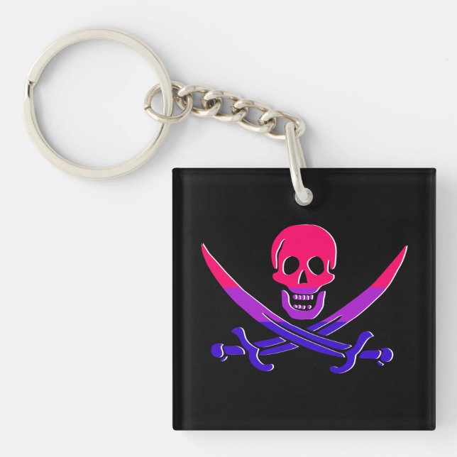 BI-Rate Jolly Roger PRIDE Flag Key Ring (Front)
