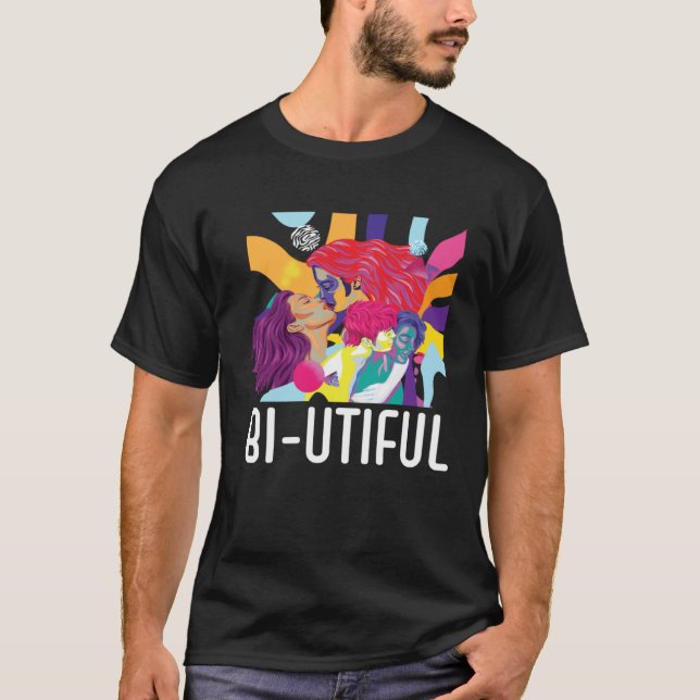 Bi Utiful Bisexual Rainbow Pride Bisexuality LGBTQ T-Shirt (Front)