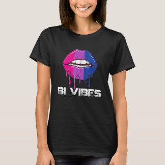 Bi Vibes Dripping Lips Bisexual Pride Bisexuality  T-Shirt