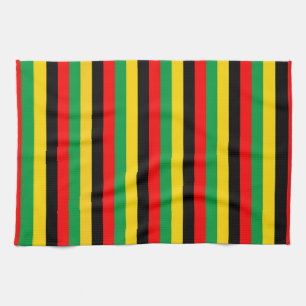 Biafra Mozambique Zambia flag stripes black yellow Tea Towel