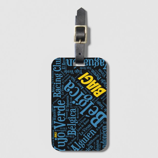 Biagi Tango Word Art Luggage Tag (Front Vertical)
