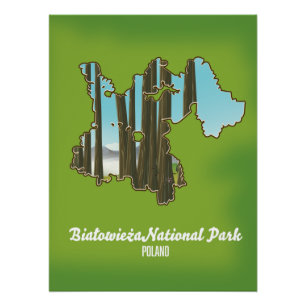 Białowieża national park poland map canvas print