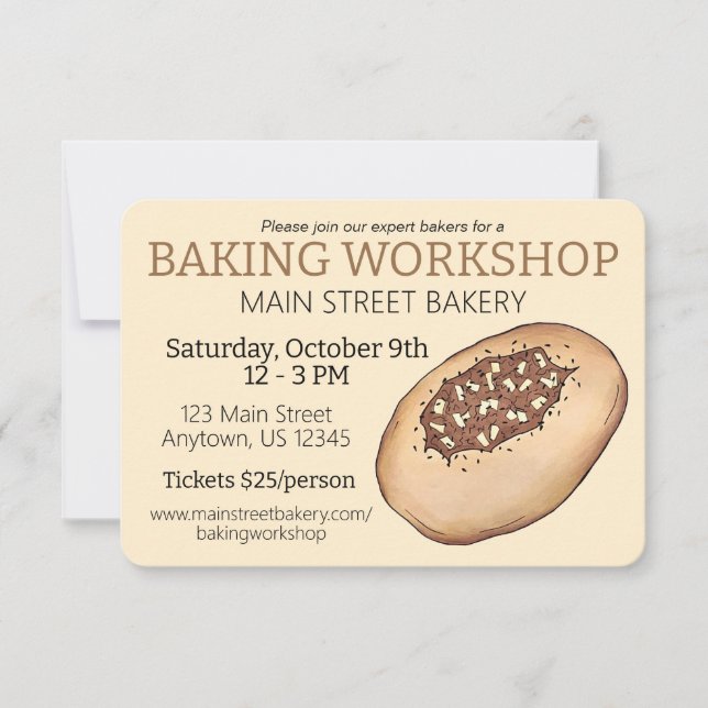 Bialy Breadmaking Jewish Bakery Baking Workshop Invitation (Front)