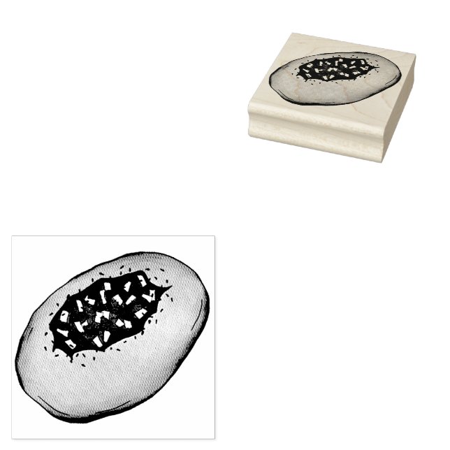 Bialy Jewish Bakery Onion Bread Poland Polish Food Rubber Stamp (Stamped)