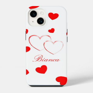 Bianca - Cute Hearts -customise it with your name iPhone Case