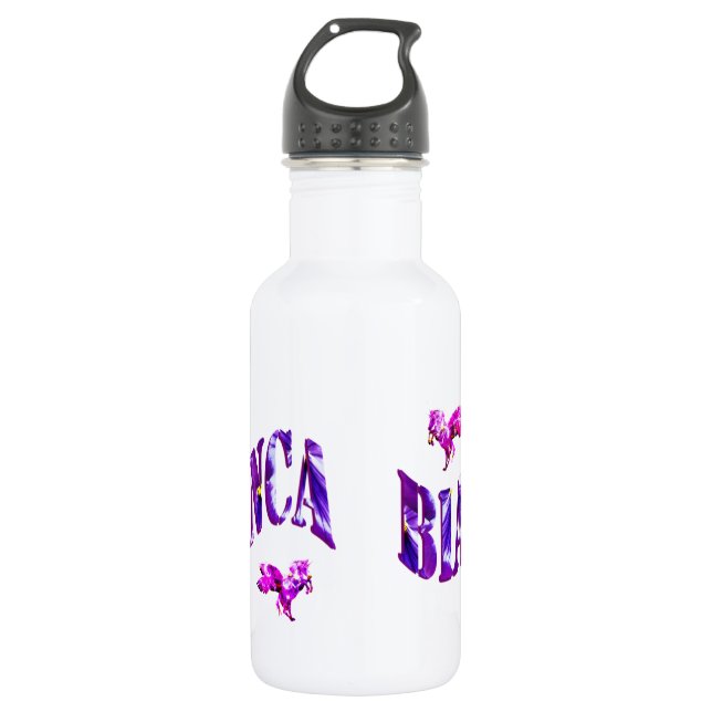 Bianca, Girls Name Made With Pansies, 532 Ml Water Bottle (Front)