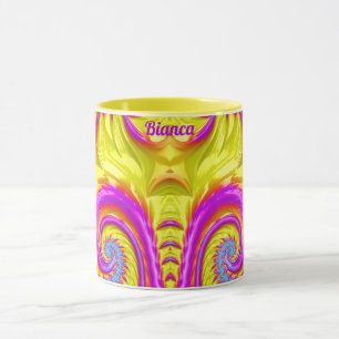 BIANCA ~ Zany 3D ~ Purple Pink Blue Yellow  Mug