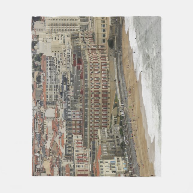 Biarritz beach, Belle Époque architecture. Fleece Blanket (Front)