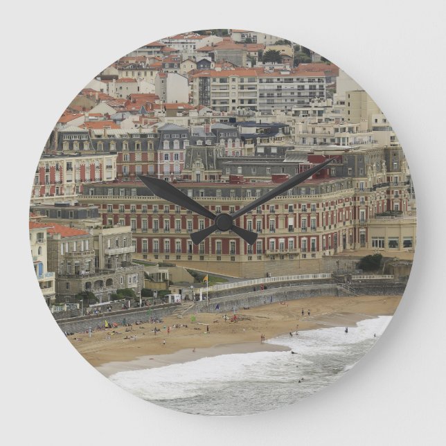 Biarritz beach, Belle Époque architecture. Large Clock (Front)