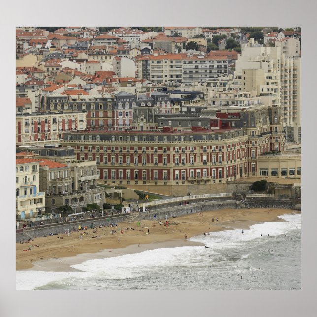 Biarritz beach, Belle Époque architecture. Poster (Front)