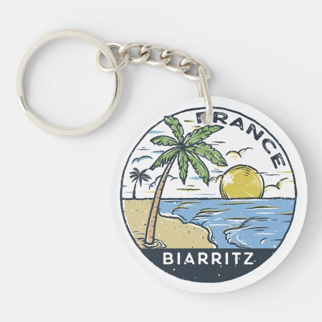 Biarritz France Vintage Key Ring (Front)