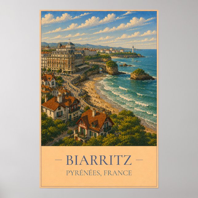 Biarritz, France – Vintage Travel Poster (Front)