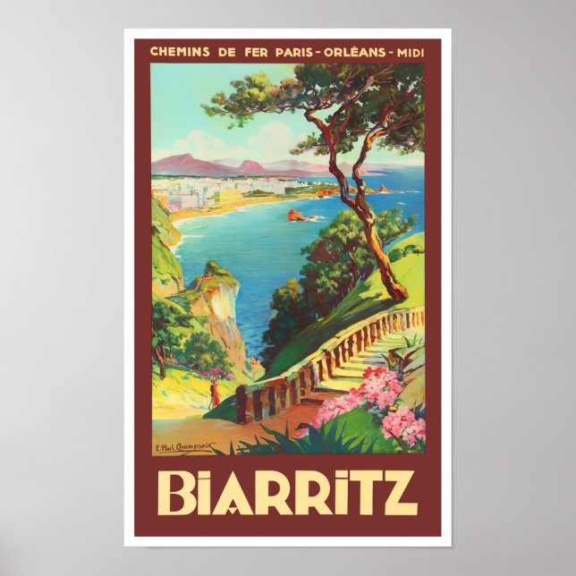 Biarritz France vintage travel Poster (Front)