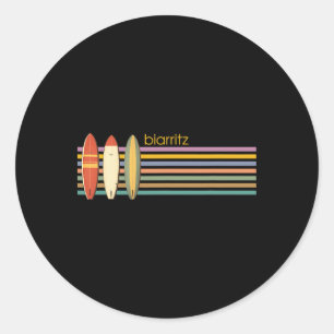 Biarritz Surfing France French Surfer 70s Vintage Classic Round Sticker