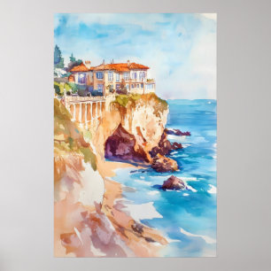Biarritz Watercolor 1 Poster