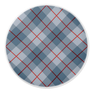Bias Plaid Blue-Red Stripe Ceramic Knob