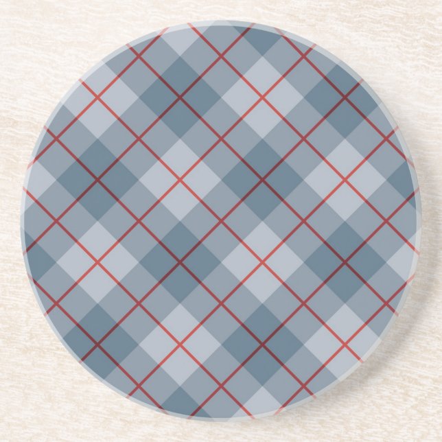 Bias Plaid Blue-Red Stripe Coaster (Front)
