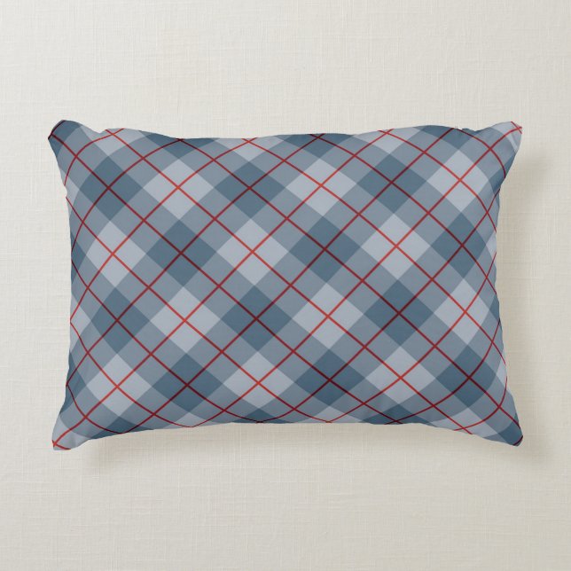Bias Plaid Blue-Red Stripe Decorative Cushion (Front)