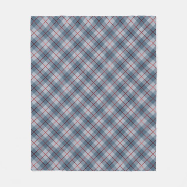 Bias Plaid Blue-Red Stripe Fleece Blanket (Front)