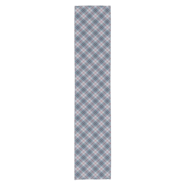 Bias Plaid Blue-Red Stripe Short Table Runner (Front)