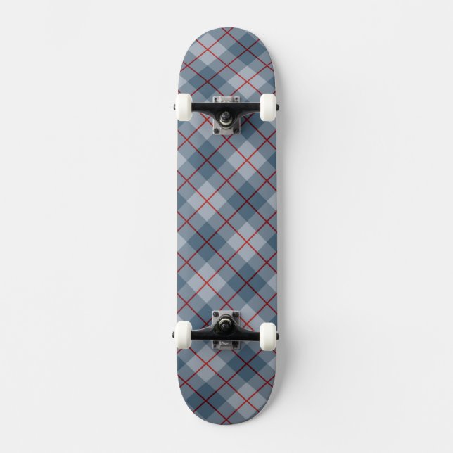Bias Plaid Blue-Red Stripe Skateboard (Front)