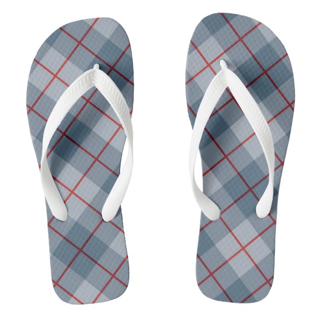 Bias Plaid Blue-Red Stripe Thongs (Footbed)