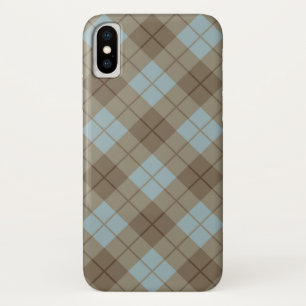 Bias Plaid in Blue and Brown iPhone X Case