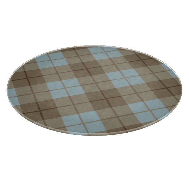 Bias Plaid in Blue and Brown Cutting Board (Corner)